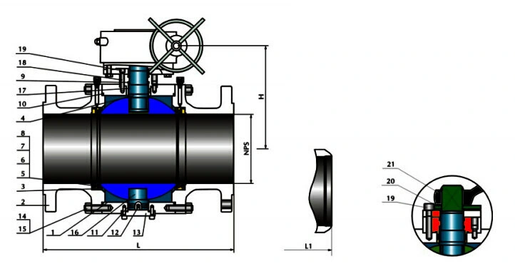 2500lb Three Pieces Forged Trunnion Ball Valve (GAQ347N)